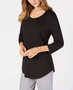 JM Collection 3/4-Sleeve Solid Tunic Top, Created For Macy's -Anne Klein Sales Store 10424037 fpx