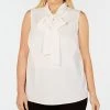 Bar III Trendy Plus Size Bow-Neck Blouse, Created For Macy's