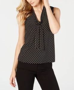 Anne Klein Printed Tie-Neck Top