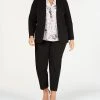 Bar III Trendy Plus Size Open-Front Jacket, Printed Blouse & Straight-Leg Pants, Created For Macy's