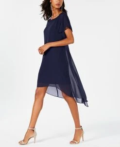 Adrianna Papell Chiffon-Overlay A-Line Dress 9 Adrianna Papell Chiffon-Overlay A-Line Dress -Anne Klein Sales Store 12142347 fpx