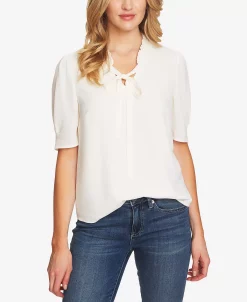 CeCe Ruffled V-Neck Tie Top