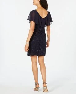 Connected Sequined Lace Capelet Dress 6 Connected Sequined Lace Capelet Dress -Anne Klein Sales Store 12765229 fpx