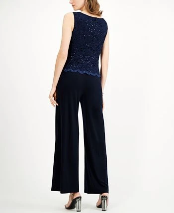 Connected Embellished Lace-Overlay Jumpsuit 2 Connected Embellished Lace-Overlay Jumpsuit - Image 2