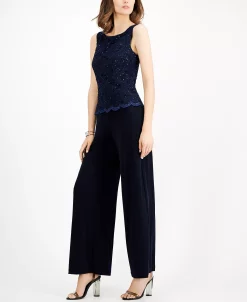 Connected Embellished Lace-Overlay Jumpsuit 8 Connected Embellished Lace-Overlay Jumpsuit -Anne Klein Sales Store 13077086 fpx