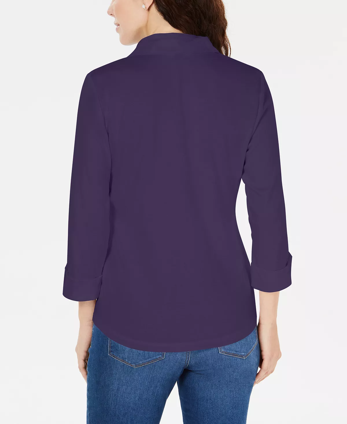 Karen Scott 3/4-Sleeve Woven Shirt, Created For Macy's 2 Karen Scott 3/4-Sleeve Woven Shirt, Created For Macy's - Image 2