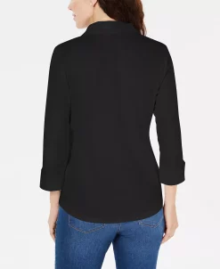 Karen Scott 3/4-Sleeve Woven Shirt, Created For Macy's 10 Karen Scott 3/4-Sleeve Woven Shirt, Created For Macy's -Anne Klein Sales Store 13635069 fpx