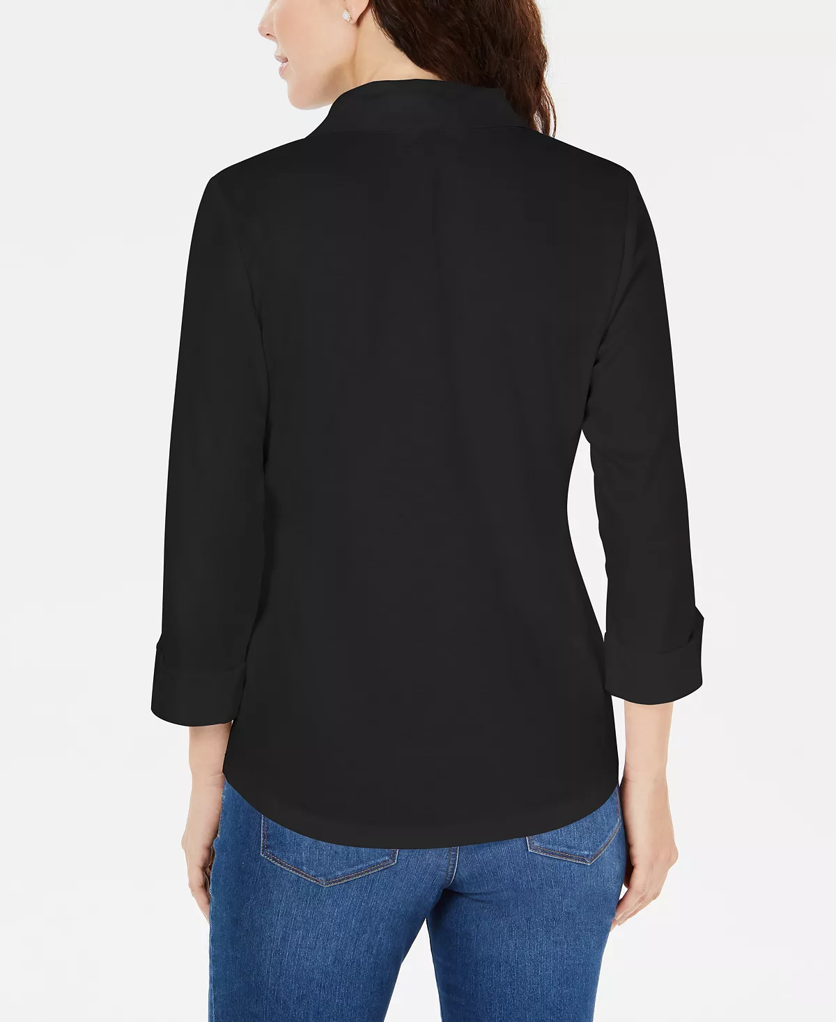 Karen Scott 3/4-Sleeve Woven Shirt, Created For Macy's 3 Karen Scott 3/4-Sleeve Woven Shirt, Created For Macy's - Image 3