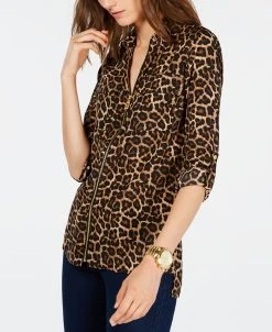 Michael Kors Leopard-Print Top, Regular And Petite Sizes