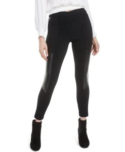 Bar III Faux-Leather-Patch Leggings, Created For Macy's