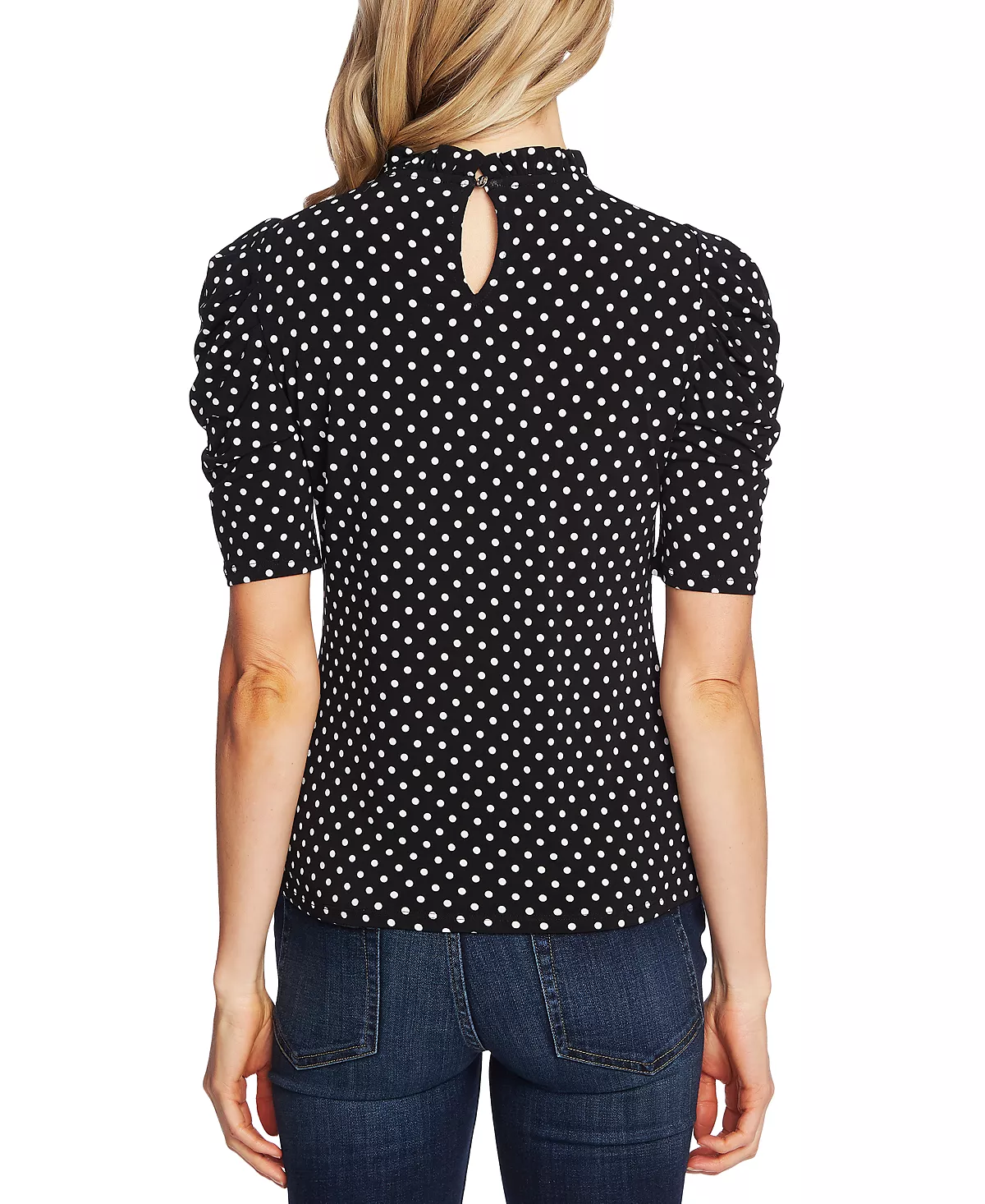 CeCe Ruched Polka-Dot Top 2 CeCe Ruched Polka-Dot Top - Image 2
