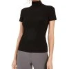 Anne Klein Short-Sleeve Mock-Neck Top