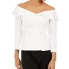 Adrianna Papell Double-Breasted Off-The-Shoulder Top