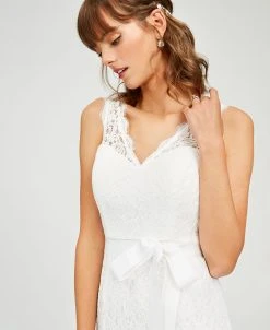 Adrianna Papell Women's Lace V-Neck Satin Sash Gown 10 Adrianna Papell Women's Lace V-Neck Satin Sash Gown -Anne Klein Sales Store 15071010 fpx