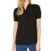 Anne Klein Cap-Sleeve Button-Up Blouse