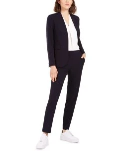 Bar III Collarless Blazer, Inverted-Pleat Top & Straight-Leg Pants, Created For Macy's
