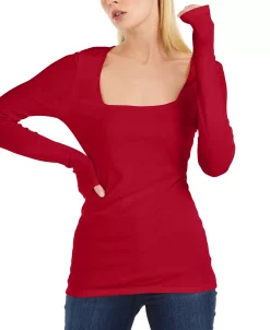 INC International Concepts Square-Neck Ribbed Top, Created For Macy's