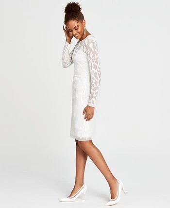 Adrianna Papell Beaded Illusion Sheath Dress 3 Adrianna Papell Beaded Illusion Sheath Dress - Image 3