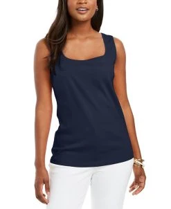 Karen Scott Quare-Neck Cotton Tank Top, Created For Macy's