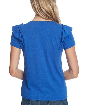 CeCe Women's Double Ruffle-Sleeve Short Sleeve Knit Top 2 CeCe Women's Double Ruffle-Sleeve Short Sleeve Knit Top - Image 2