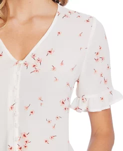 CeCe Ascading Florets Ruffled Sleeve Top -Anne Klein Sales Store 17184461 fpx