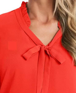 CeCe Ruffled V-Neck Tie Top -Anne Klein Sales Store 17597221 fpx