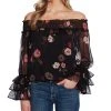 CeCe Women's Printed Off-The-Shoulder Ruffled-Sleeve Top