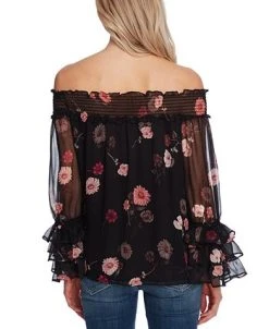CeCe Women's Printed Off-The-Shoulder Ruffled-Sleeve Top -Anne Klein Sales Store 17669936 fpx