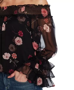 CeCe Women's Printed Off-The-Shoulder Ruffled-Sleeve Top -Anne Klein Sales Store 17669937 fpx