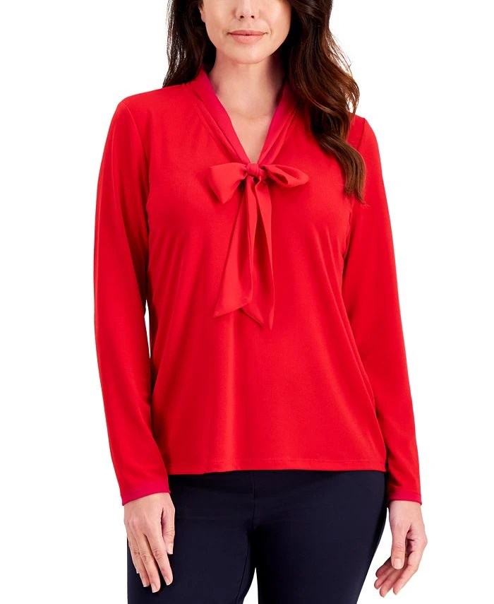 Charter Club Women's Tie Neck Top, Created For Macy's 1 Charter Club Women's Tie Neck Top, Created For Macy's