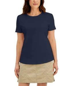 Karen Scott Cotton Short-Sleeve Crewneck Top, Created For Macy's