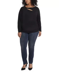 Vince Camuto Women's Plus Size Sparkle Jersey Cutout Top -Anne Klein Sales Store 18235752 fpx