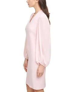 Vince Camuto Women's Balloon-Sleeve Mixed-Media Dress -Anne Klein Sales Store 18259688 fpx