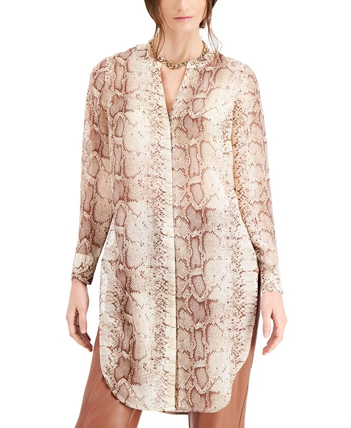 Bar III Snakeskin-Print Tunic Blouse, Created For Macy's 1 Bar III Snakeskin-Print Tunic Blouse, Created For Macy's