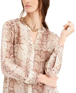 Bar III Snakeskin-Print Tunic Blouse, Created For Macy's 6 Bar III Snakeskin-Print Tunic Blouse, Created For Macy's -Anne Klein Sales Store 18261738 fpx