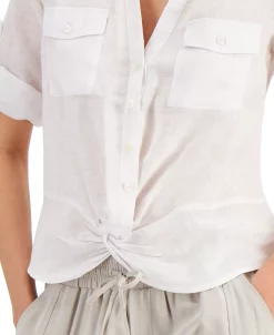 INC International Concepts Women's Linen Twist-Hem Blouse, Created For Macy's -Anne Klein Sales Store 18301667 fpx