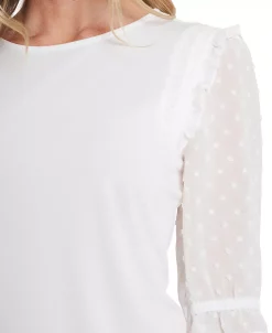 CeCe Women's Ruffle Mixed-Media Elbow Sleeve Blouse -Anne Klein Sales Store 18402620 fpx