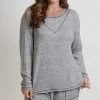 COIN 1804 Women's Plus Size Cozy Contrast Stitch Tee