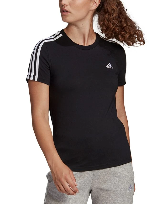 ADIDAS Women's Essentials Cotton 3 Stripe T-Shirt 1 ADIDAS Women's Essentials Cotton 3 Stripe T-Shirt