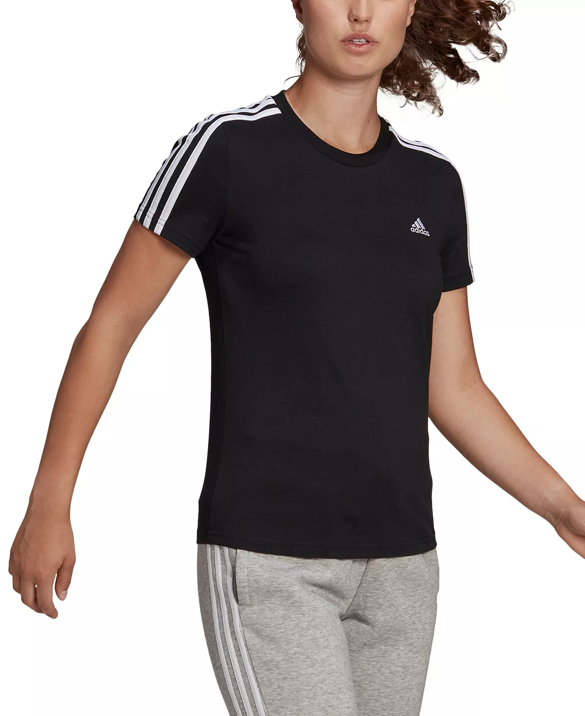 ADIDAS Women's Essentials Cotton 3 Stripe T-Shirt 3 ADIDAS Women's Essentials Cotton 3 Stripe T-Shirt - Image 3