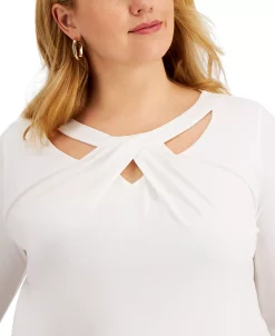 Kasper Plus Size Twist-Neck Top -Anne Klein Sales Store 18475928 fpx