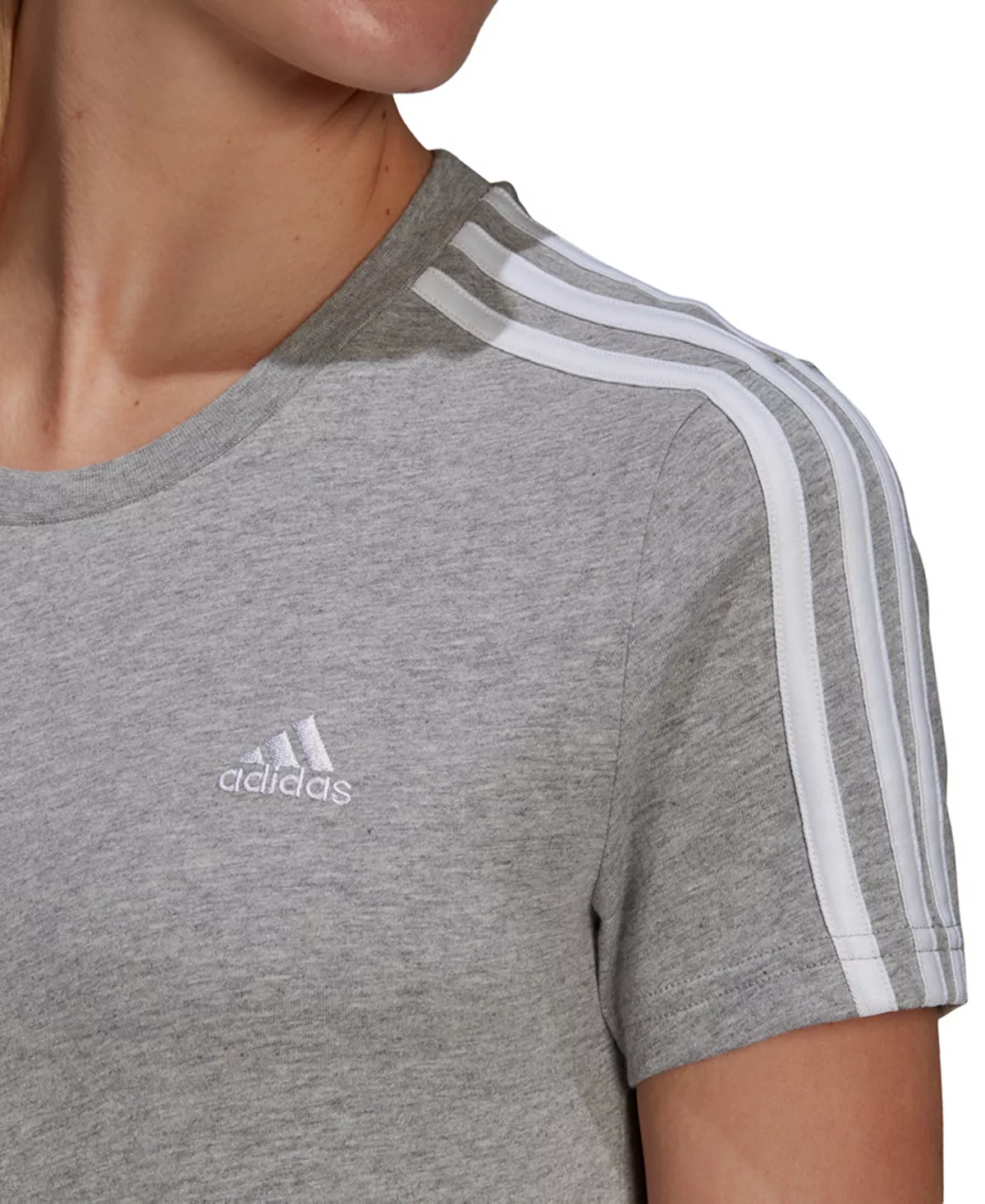 ADIDAS Women's Essentials Cotton 3 Stripe T-Shirt 6 ADIDAS Women's Essentials Cotton 3 Stripe T-Shirt - Image 6