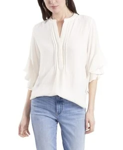 Vince Camuto Women's Ruffle Sleeve Henley Blouse