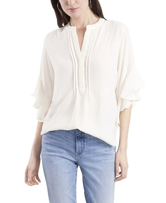 Vince Camuto Women's Ruffle Sleeve Henley Blouse 1 Vince Camuto Women's Ruffle Sleeve Henley Blouse