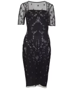 Papell Studio Mesh-Sleeve Beaded Dress 6 Papell Studio Mesh-Sleeve Beaded Dress -Anne Klein Sales Store 18602088 fpx