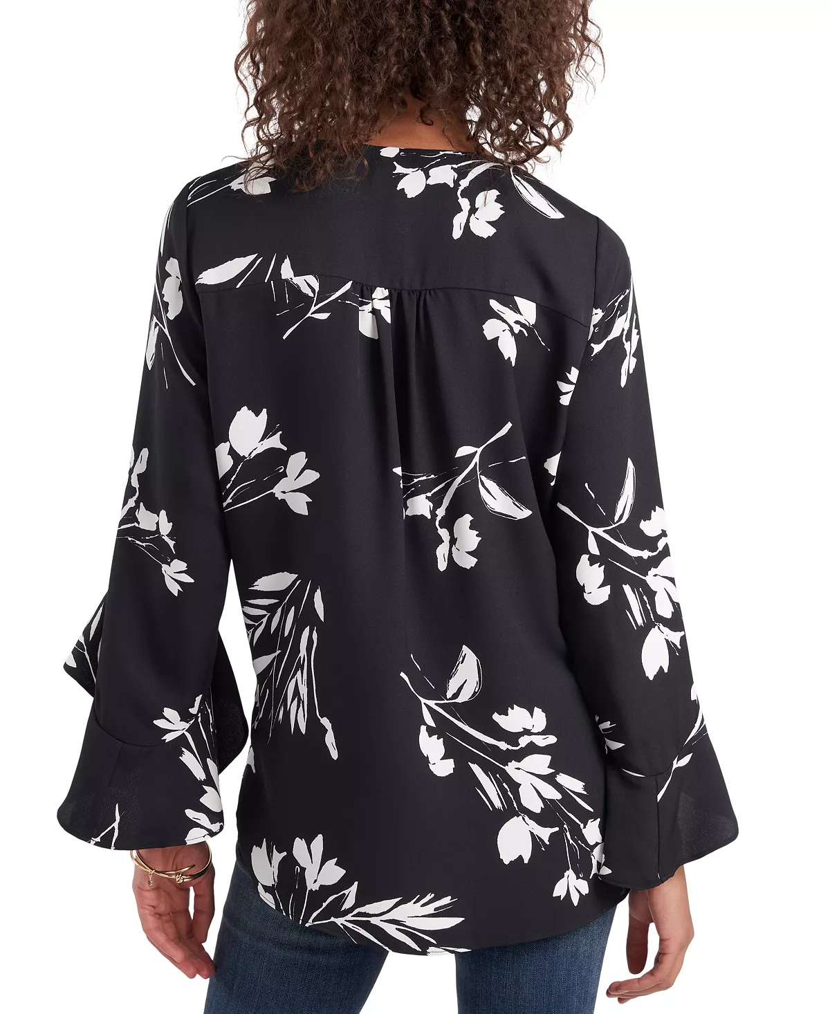 Vince Camuto Women's Floral Whisper Printed Flutter-Sleeve Blouse 9 Vince Camuto Women's Floral Whisper Printed Flutter-Sleeve Blouse - Image 9