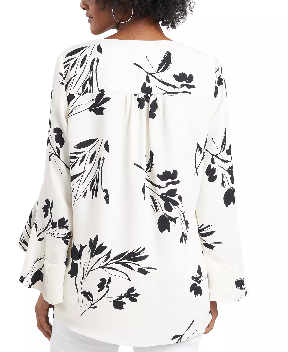 Vince Camuto Women's Floral Whisper Printed Flutter-Sleeve Blouse 8 Vince Camuto Women's Floral Whisper Printed Flutter-Sleeve Blouse - Image 8