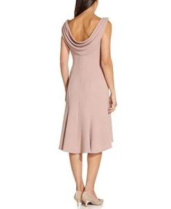 Adrianna Papell Metallic-Knit Cowl-Back Fit & Flare Dress -Anne Klein Sales Store 18662755 fpx