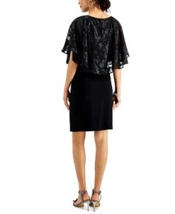 Connected Metallic Chiffon-Cape Dress -Anne Klein Sales Store 18837030 fpx