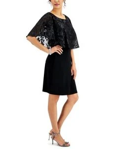 Connected Metallic Chiffon-Cape Dress -Anne Klein Sales Store 18837031 fpx